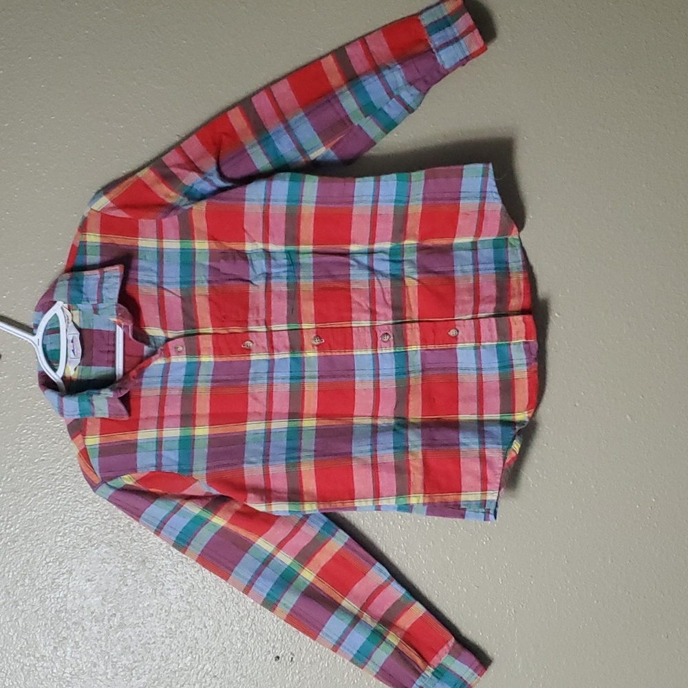 Vintage Dakota by Five Brothers Flannel Shirt Size Large Plaid Rainbow Colors